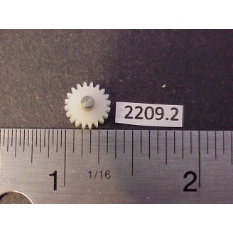 2209-2 -HO (CIL, etc.), nylon 20-tooth, 3/32 diam. axle x 1/4 long axle; 3/8 diam gear x 3/32W - Pkg. 1